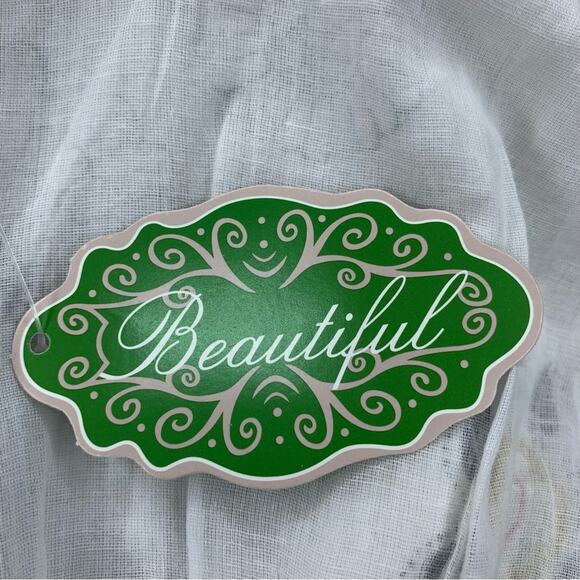 Beautiful! Kimono Cut Floral Dress Size Small Wide 3/4 Sleeves White and Brown - Picture 12 of 12